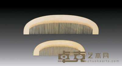 清 象牙梳（一对） 22.6×14.4cm